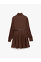 Regular Fit Belted Scarf Collar Mini Brown Women's Dress 6Wak80019Uw - 4