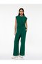 Crepe Fabric Elastic Waist Pocket Pleated Wide Leg Palazzo Pants