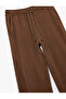 Three Thread Cotton Binding Detail Wide Leg Sweatpants with Pockets - 5