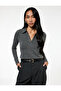 Long Sleeve Stone Detailed Polo Neck T-Shirt
