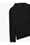 Slim Fit Long Sleeve Stand Collar Polka Dot T-Shirt - 5