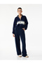 College-Themed Long-Sleeved, High-Neck, Half-Zip Crop Sweatshirt with a Raised Design - 2