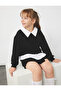 Long Sleeve Sweatshirt with Shirt Collar Detail