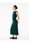 Crepe Fabric Drape Detail Slit Sleeveless Crew Neck Midi Pencil Dress - 2