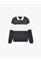 Shardonlu Long Sleeve Color Block Embroidered Polo Neck Sweatshirt - 3