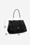 Women's Genuine Leather Hand and Shoulder Bag with Zippered Removable Inner Pocket Ornis Black Suede - 7