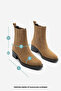 Women's Elastic Side Strap Heeled Casual Boots Zokes Tan Suede - 8