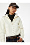 Hair Braid Textured Half Zipper Collar Long Sleeve Knitwear Sweater