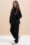 Black Text Printed Hooded Wide Leg Girls' Tracksuit Set 21429 - 5