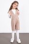 Brown Girl's Melange Cream Badili Salopet Suit 22693 - 2