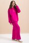 Fuchsia Text Printed Hooded Wide Leg Girls' Tracksuit Set 21432 - 4