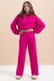 Fuchsia Text Printed Hooded Wide Leg Girls' Tracksuit Set 21432 - 8