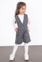 Dark Gray Girl's Melange Cream Badili Salopet Suit 22695