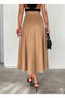 Women's Suede Light Brown Flared Skirt - 8