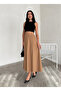 Women's Suede Light Brown Flared Skirt - 4