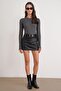 6736 Women's Crew Neck Sleeve Drop Knit Sweater Anthracite - 2