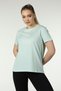 Women's Printed Short Sleeve Back Oval Crew Neck T-shirt Water Green