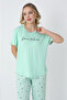 Happiness Bamboo Short Sleeve Women's Turquoise Pajama Set - 3