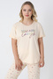 Happiness Bamboo Short Sleeve Women's Beige Pajama Set - 2
