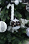 Christmas Ornament Star Patterned Ball Black and White 10 cm