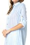 Long Sleeve Collared Seersucker Seasonal and Summer Tunic Ice Blue 9012 - 3