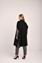 Women's Black Embossed Pearl Shuttle Poncho - 4