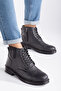 Furry Guaranteed Rubber Sole Men's Black Guaranteed Daily Cold and Waterproof Comfortable Ankle Boots - 2