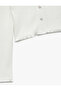 Cotton Long Sleeve Shirt Collar Crop T-Shirt - 3