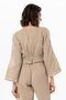 Long Sleeve Daylight Gather Detailed Summer Muslin Blouse Mink Vzn - 2