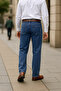 Men's Baggy Fit Jean Marcus Hunter High Waist Straight Cut Flexible Blue Denim Trousers C346 - 4