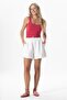 White Short Muslin Loose Fit Shorts with Elastic Waistband and Drawstring Detail - 5