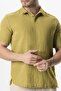 Short Sleeve Polo Neck Muslin Summer Tshirt Oil Green Ygysl - 3