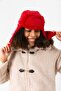 Red Faux Fur Earflap Women's Beanie Hat - 8