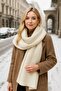 Ecru Knitted Thick Women's Shawl - 45X210 cm