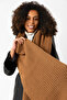 Camel Knitted Thick Women's Shawl - 45X210 cm - 5