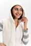 Women's Ecru Hooded Sleeveless Plush Vest - 4