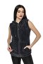 Women's Anthracite Hooded Sleeveless Plush Vest - 3