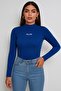 Women's Half Turtleneck Long Sleeve Ribbed Camisole Printed Blouse Body