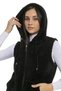 Women's Black Hooded Sleeveless Plush Vest - 4