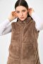 Women's Mink Stand-up Collar Zippered Plush Vest - 3