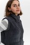 Women's Anthracite Stand-up Collar Zippered Plush Vest - 3