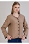 Women's Crew Neck Buttoned Seasonal Mink Quilted Coat
