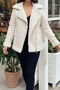New Season Women's Inner Zipper Belt Detail ZR Leather Suede Coat - 5