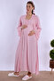 Women's Pink Maternity Nightgown Dressing Gown Set - 4