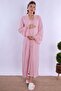 Women's Pink Maternity Nightgown Dressing Gown Set - 2