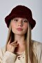 Burgundy Soft Textured Plush Bucket Women's Hat - 6