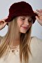 Burgundy Soft Textured Plush Bucket Women's Hat - 8