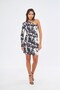 The Champ Single Sleeve Gathered Batik Pattern Black Women's Dress - 4