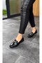 Black Wrinkled Buckle Women's Casual Ballerinas - 3