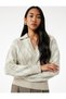 Long Sleeve Diamond Pattern Polo Neck Knitwear Oversize Sweater